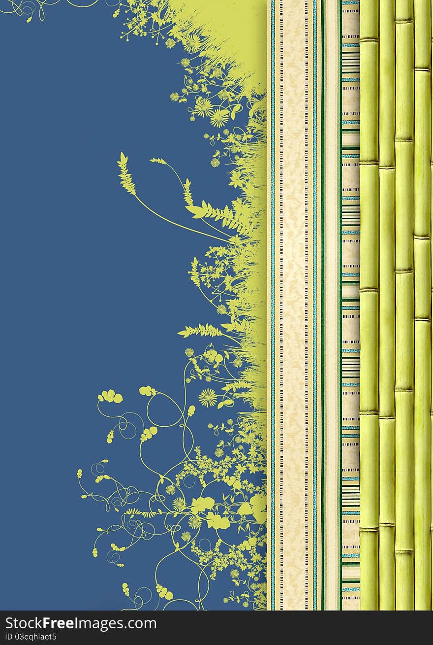 Decorative floral background with bamboo