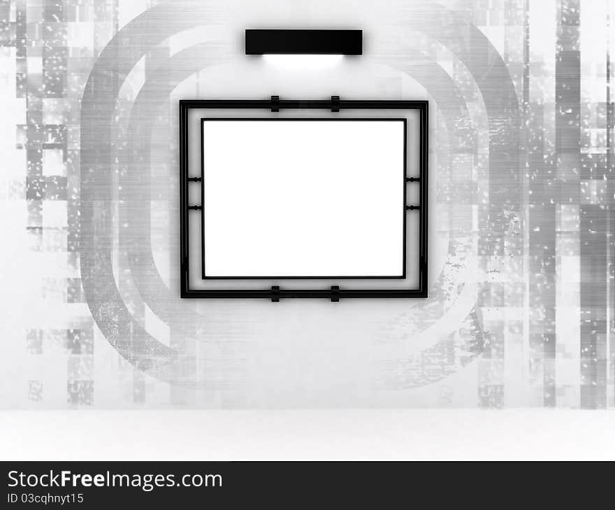 Blank frame in gallery. 3d rendered creative images