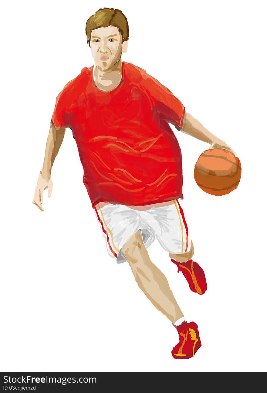 A man playing basketball,freehand,illustrator