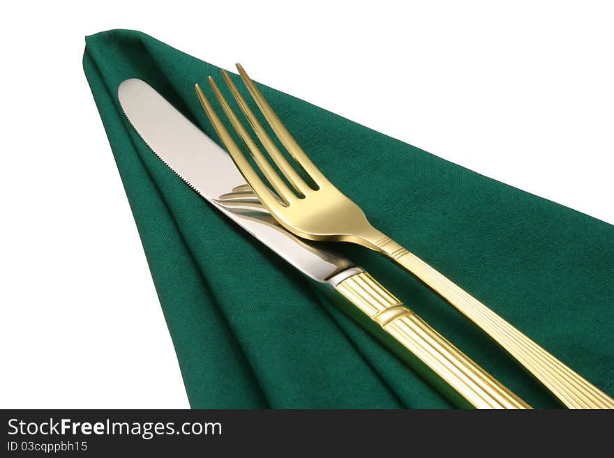 Fork and knife, isolated 
on a white background. Fork and knife, isolated 
on a white background.