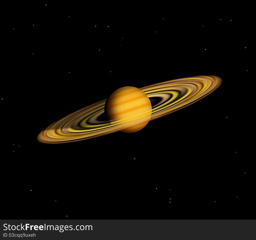 Planet with rings on a speace background