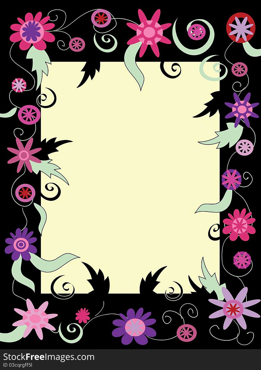 Black frame with flowers