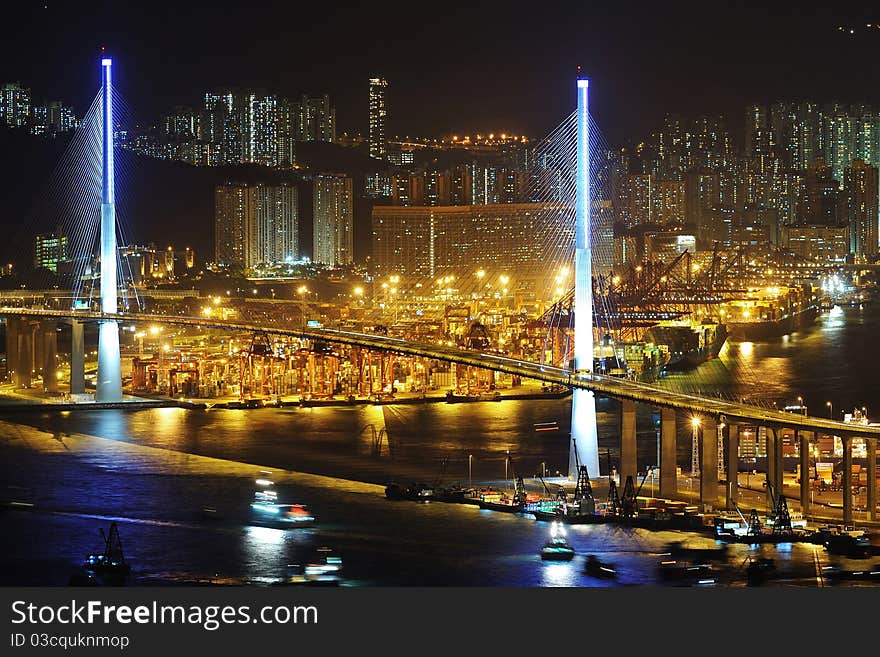 Stonecutters Bridge night view