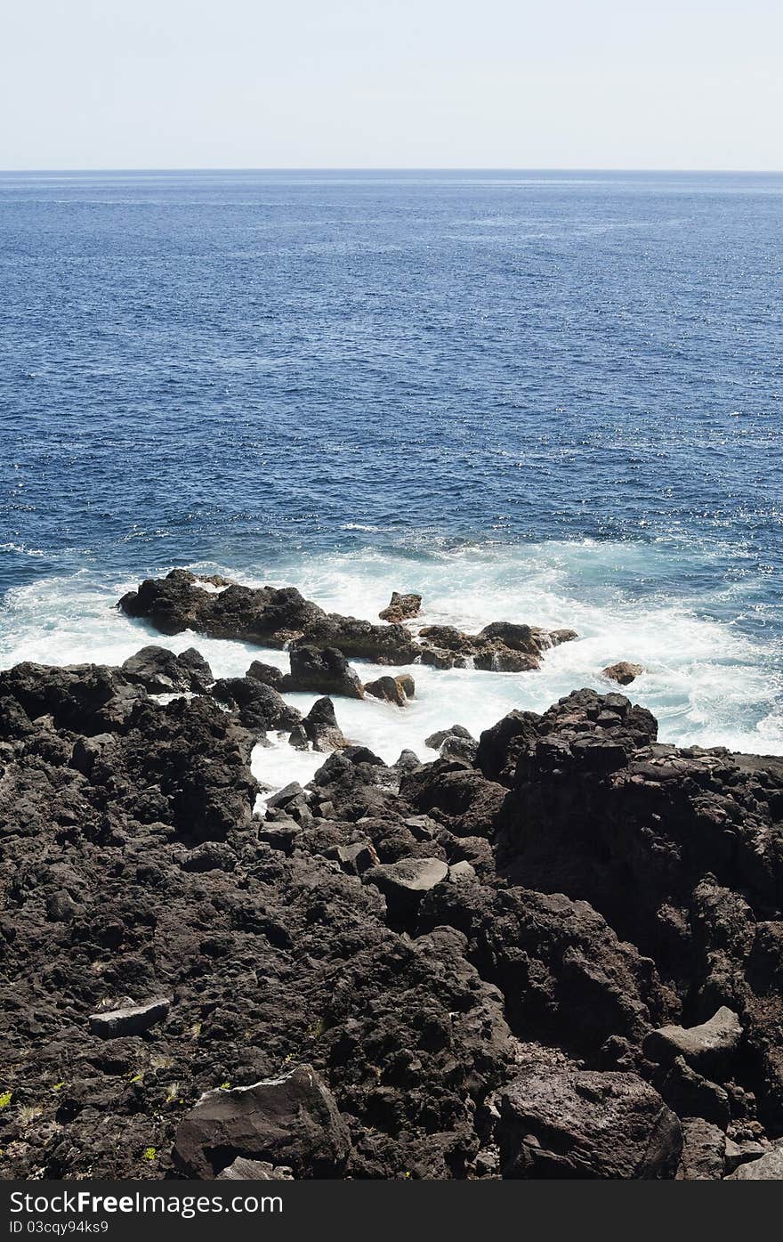 Volcanic rock in Pico island costline, Azores