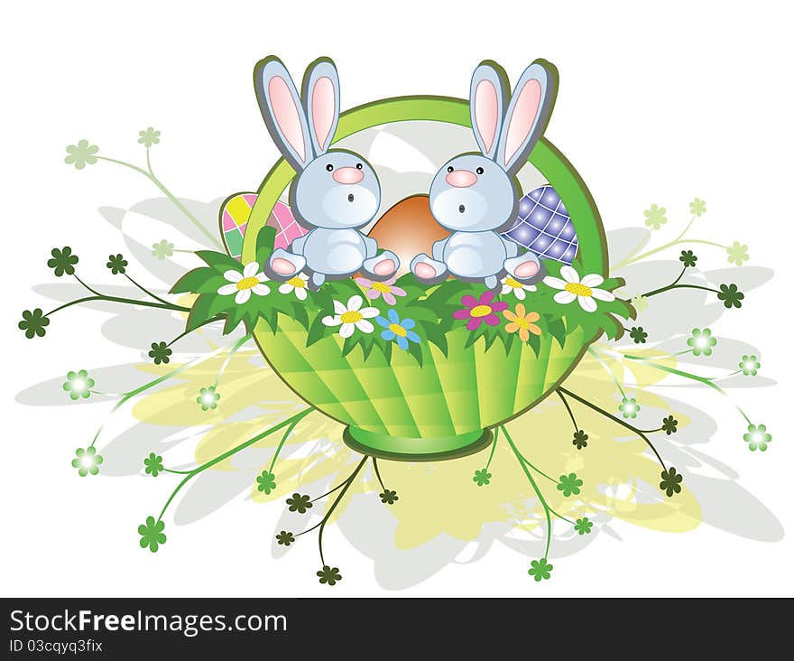 Easter Background With Rabbits