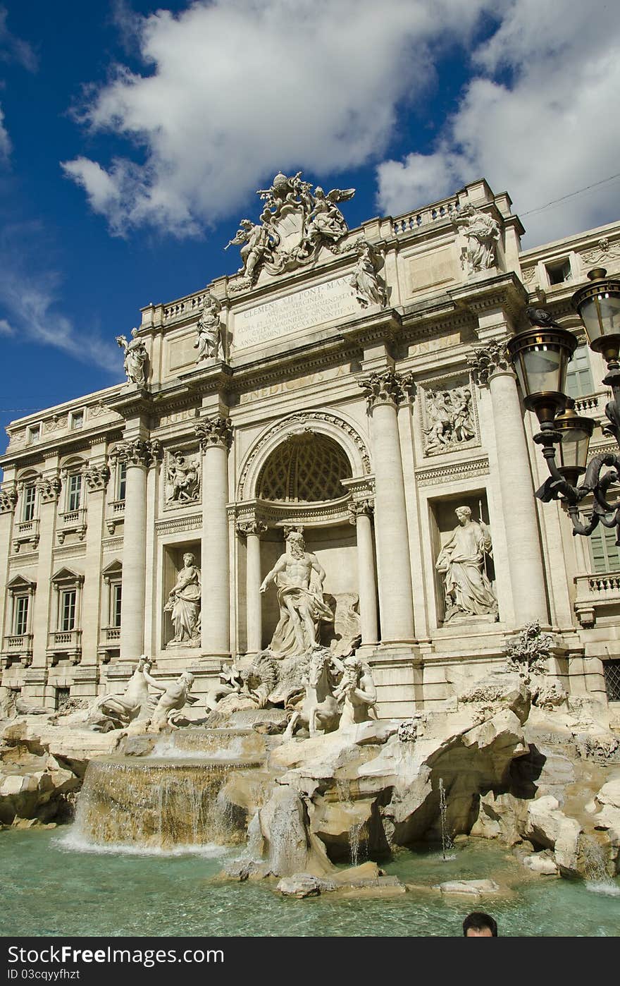 Trevi Fountain on a Sunny Day, Rome, Italy. Trevi Fountain on a Sunny Day, Rome, Italy