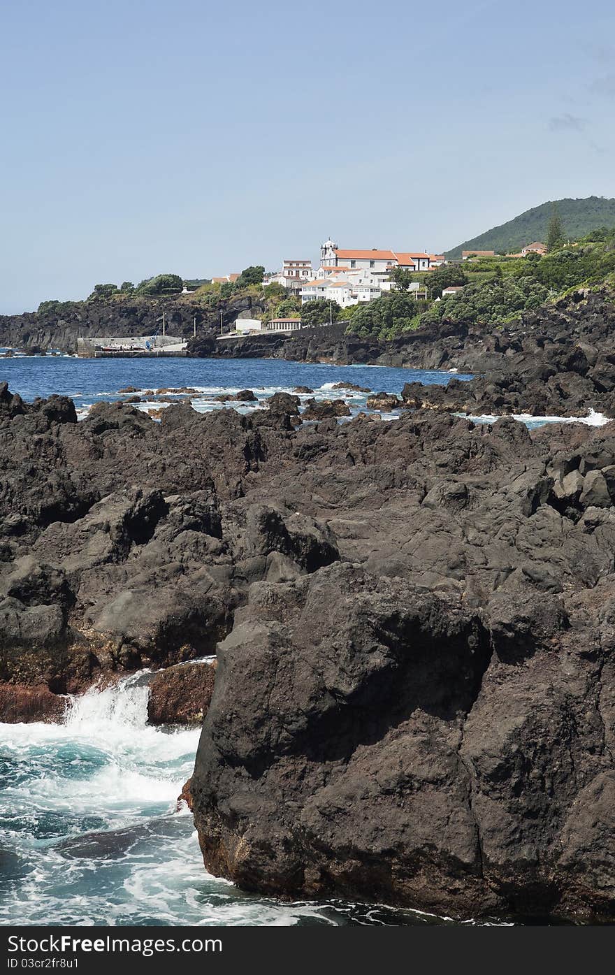 Volcanic coastline landscape of Pico island, Azores. Volcanic coastline landscape of Pico island, Azores