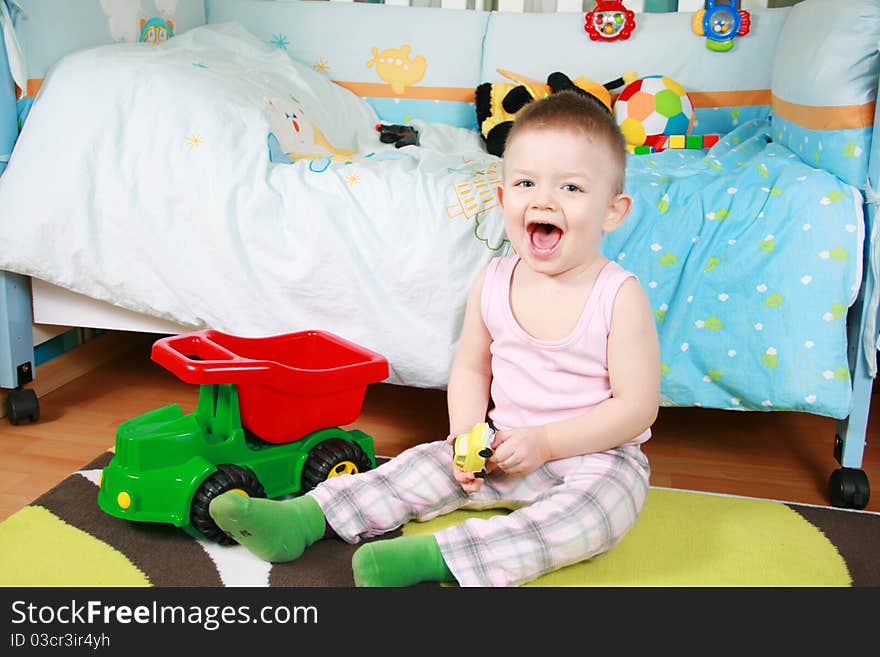 Boy playing in his room