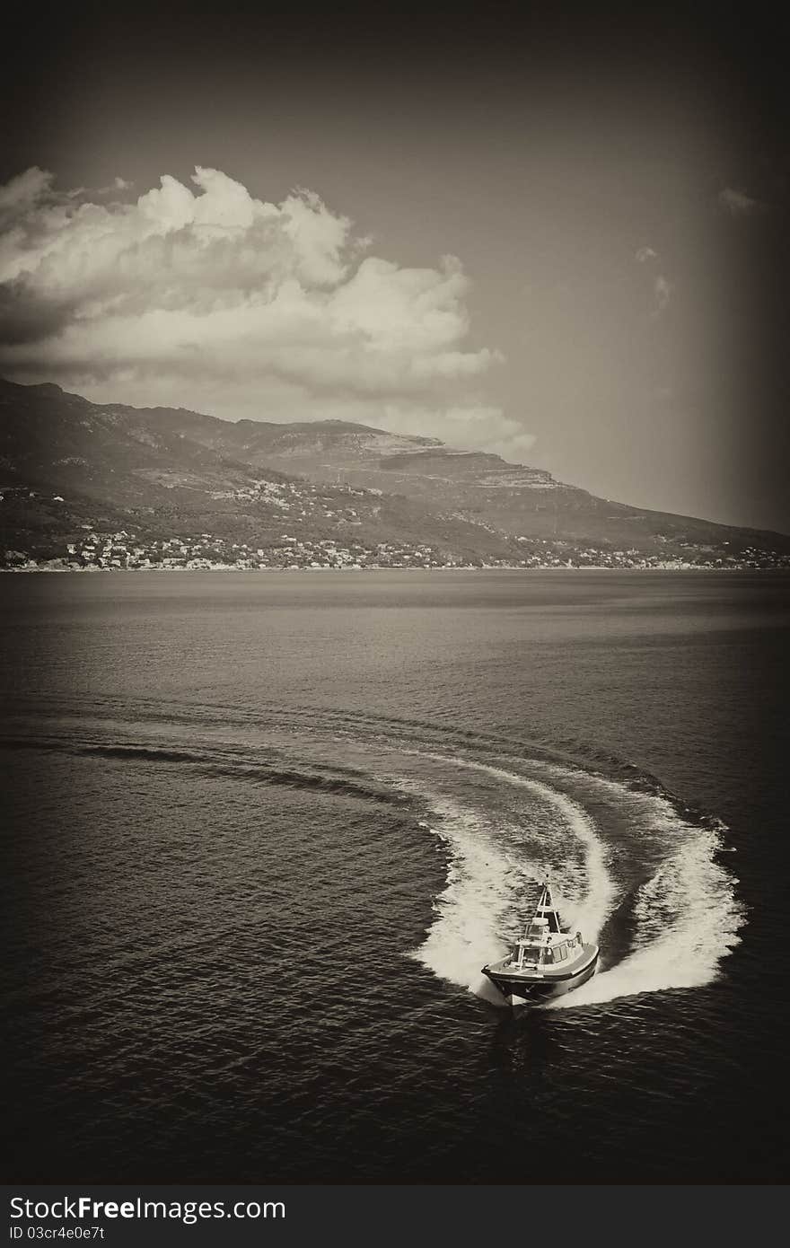 Ship Wake in Corsica, France. Ship Wake in Corsica, France