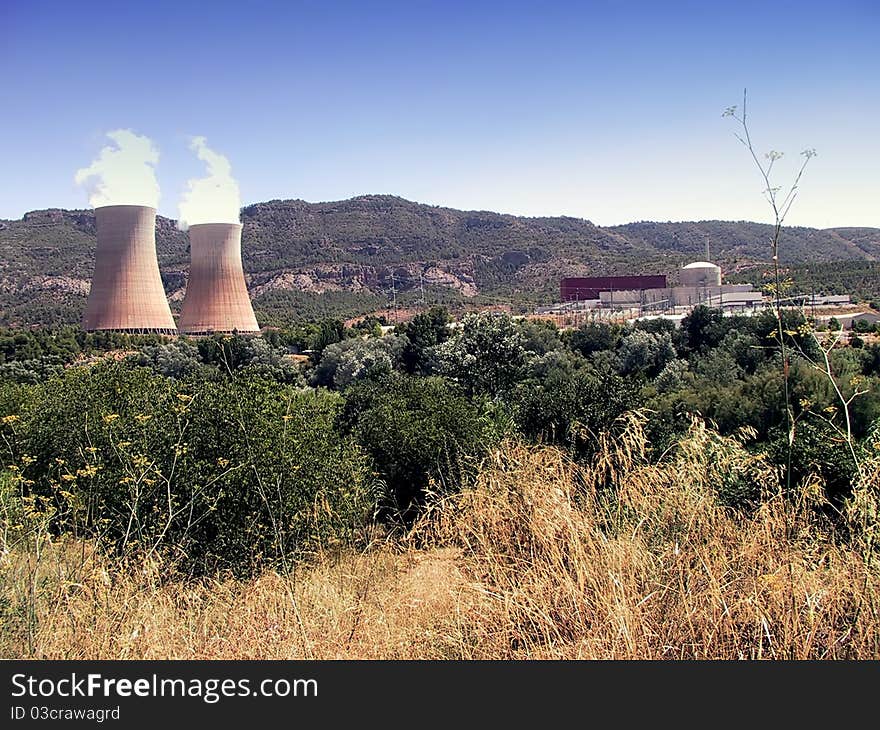 Photograph of a nuclear power plant in Spain. Photograph of a nuclear power plant in Spain