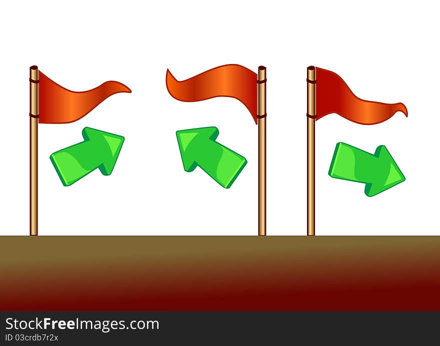 Flags on a wind and arrows