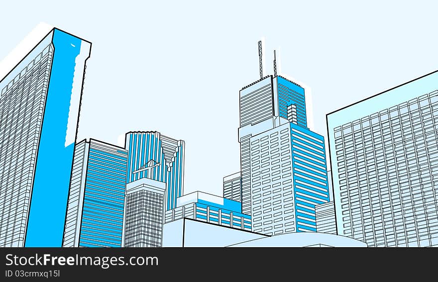 City image of tall downtown buildings. City image of tall downtown buildings