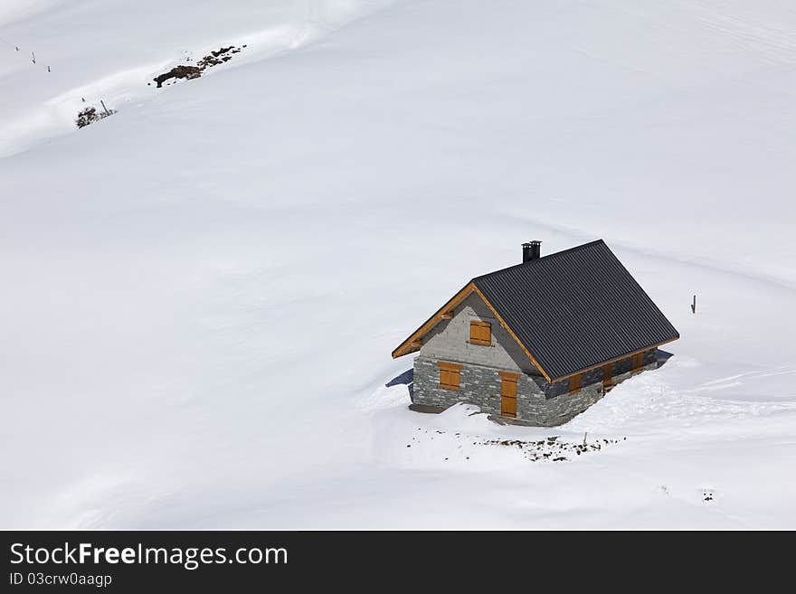 House isolated in virgin snow