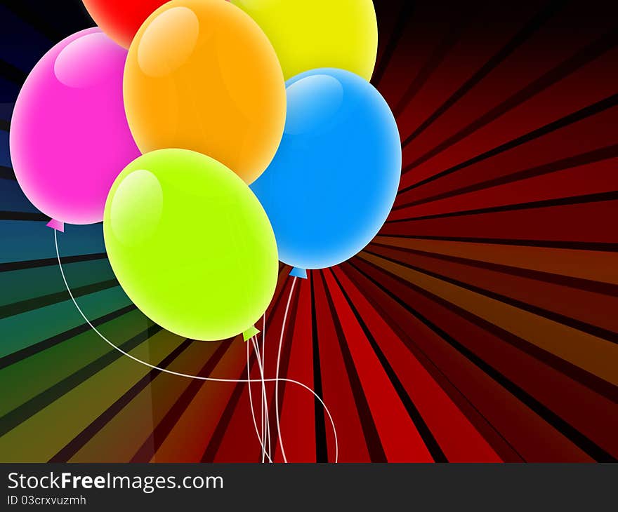 A holiday background with multicolored balloons and copy space