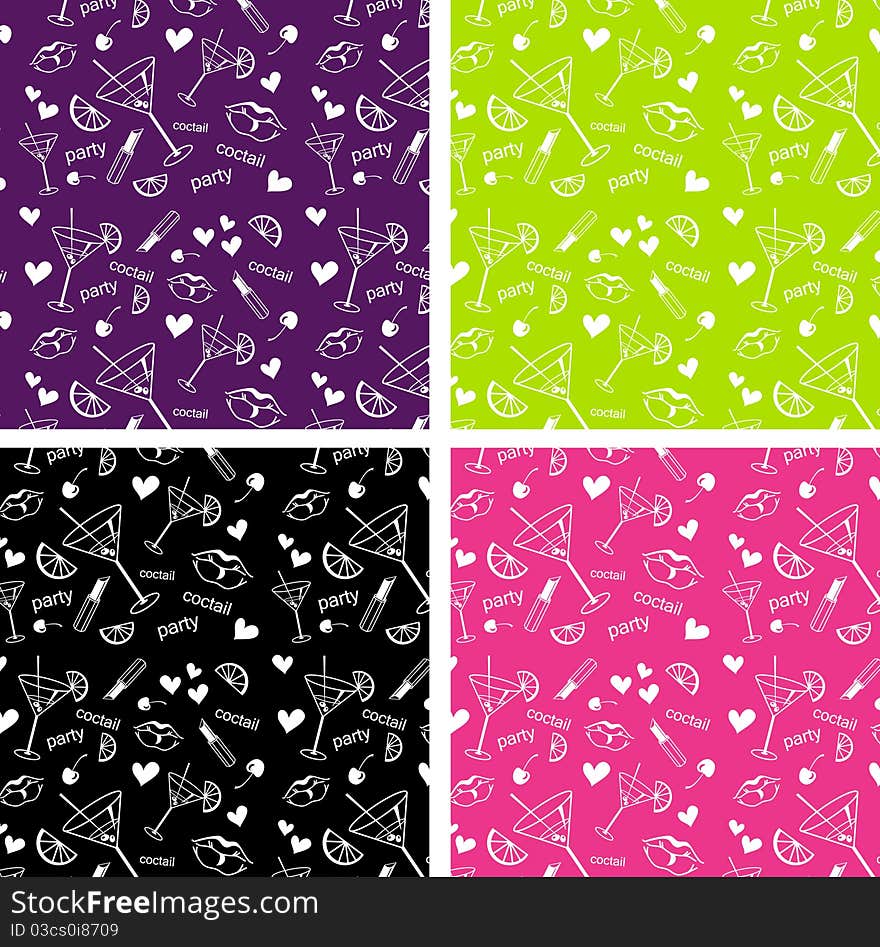 Seamless multicolor cocktail party pattern.