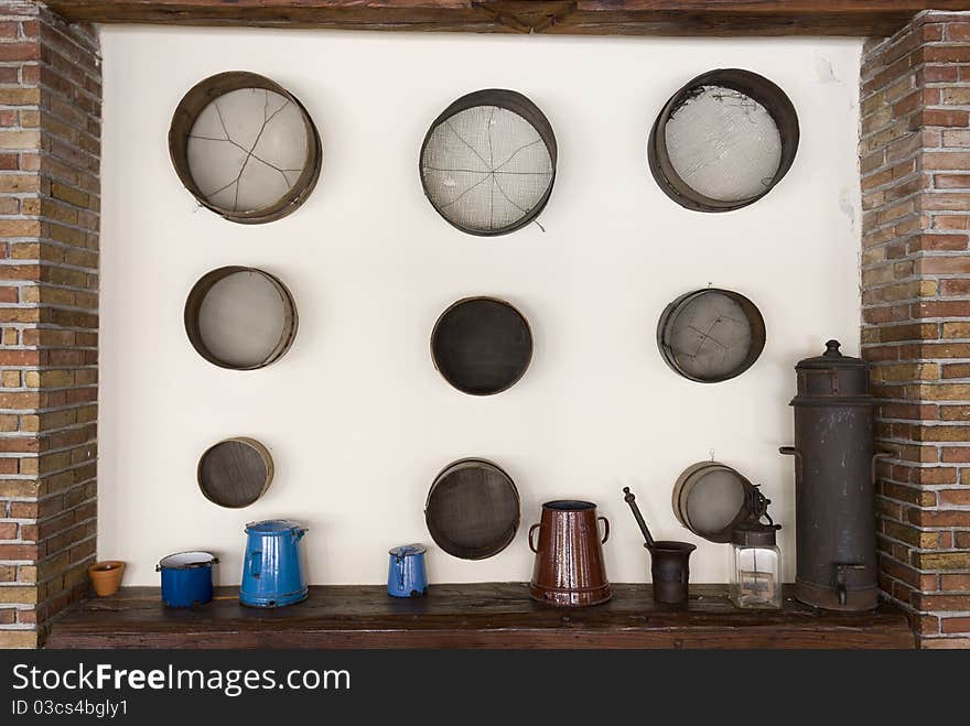 Old sieves on the wall