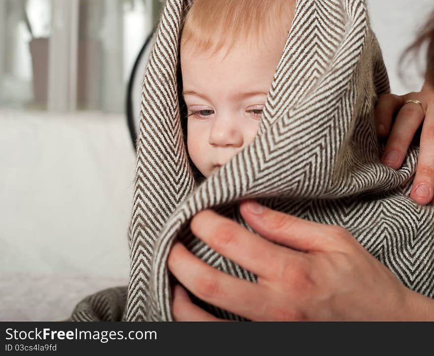 Closeup portrait of cute baby girl