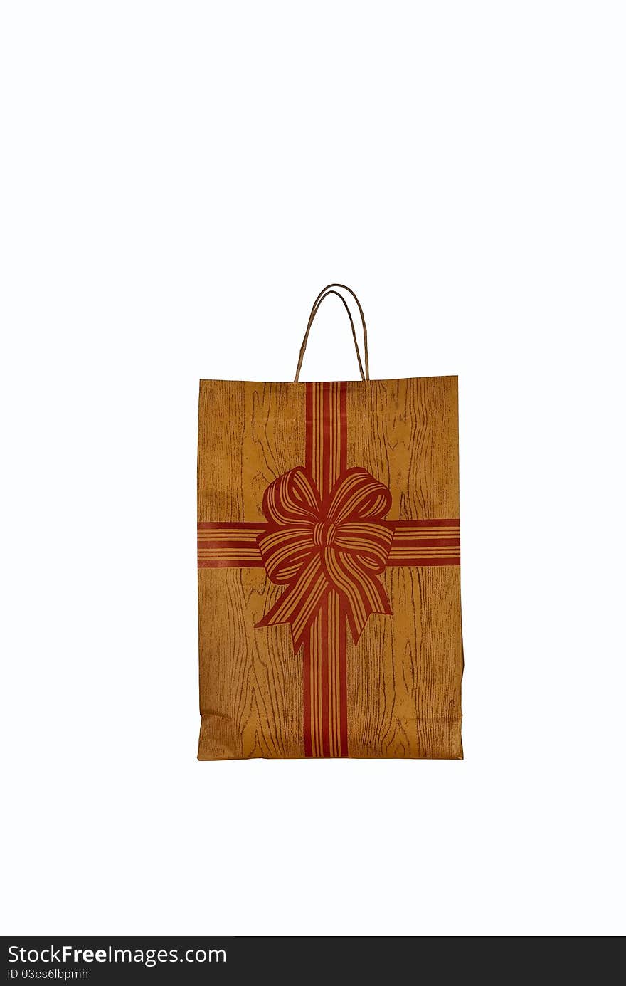 Brown Paper Bag on White Background