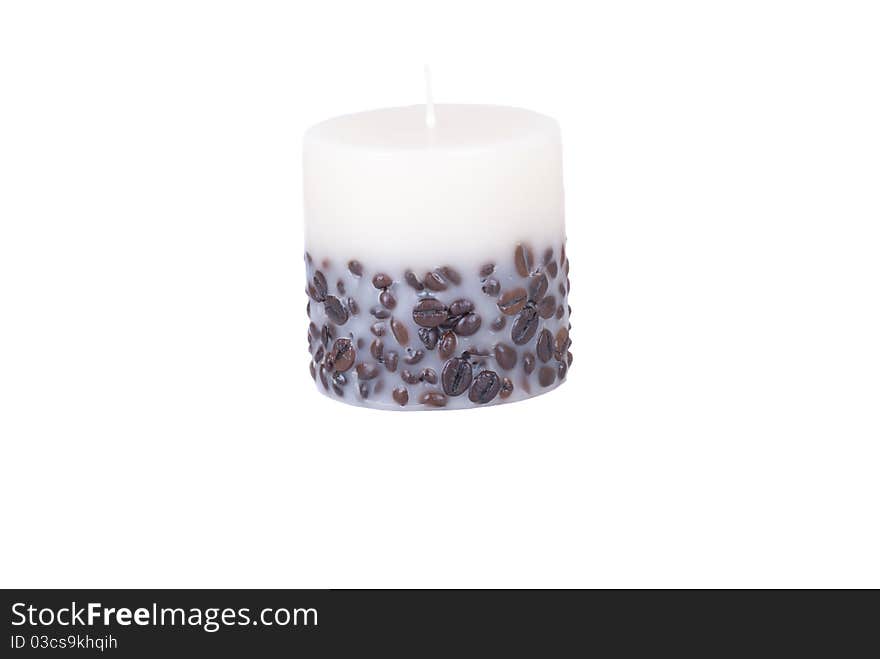 Candle with coffee beans