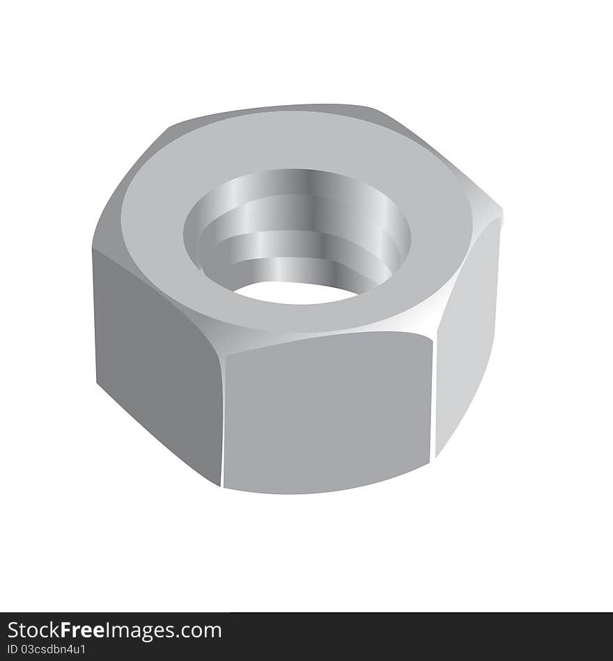 Shiny metal nut - realistic illustration