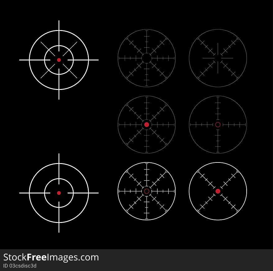 Set of crosshairs direction finders - illustration