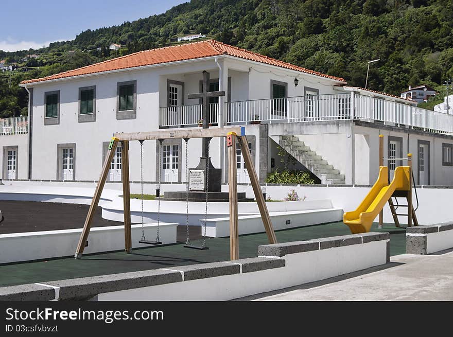 Swinger in a playground in Pico island, Azores