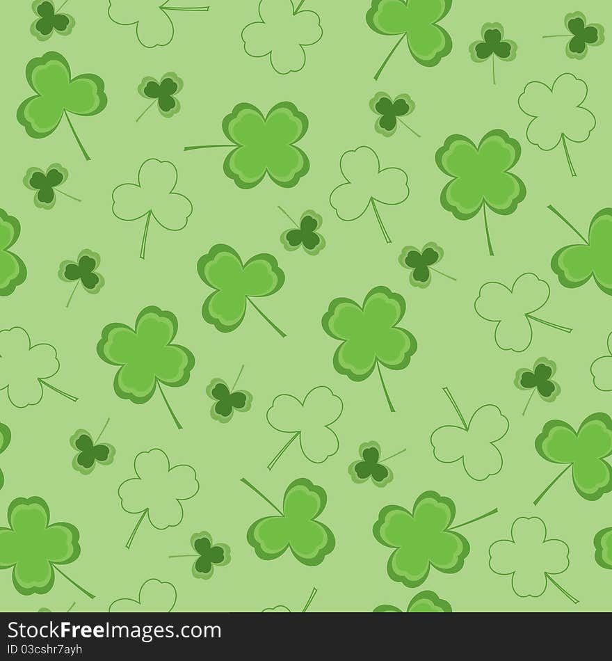 Seamless green wallpaper with clover. Seamless green wallpaper with clover