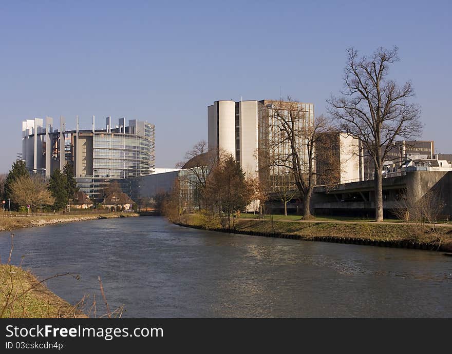 European parliament in Strasbourg France in early spring