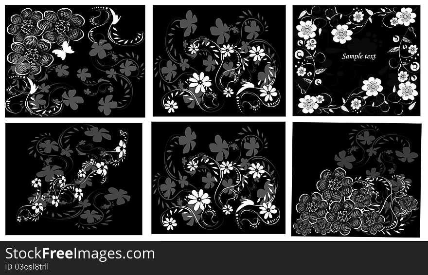 Six different floral design elements