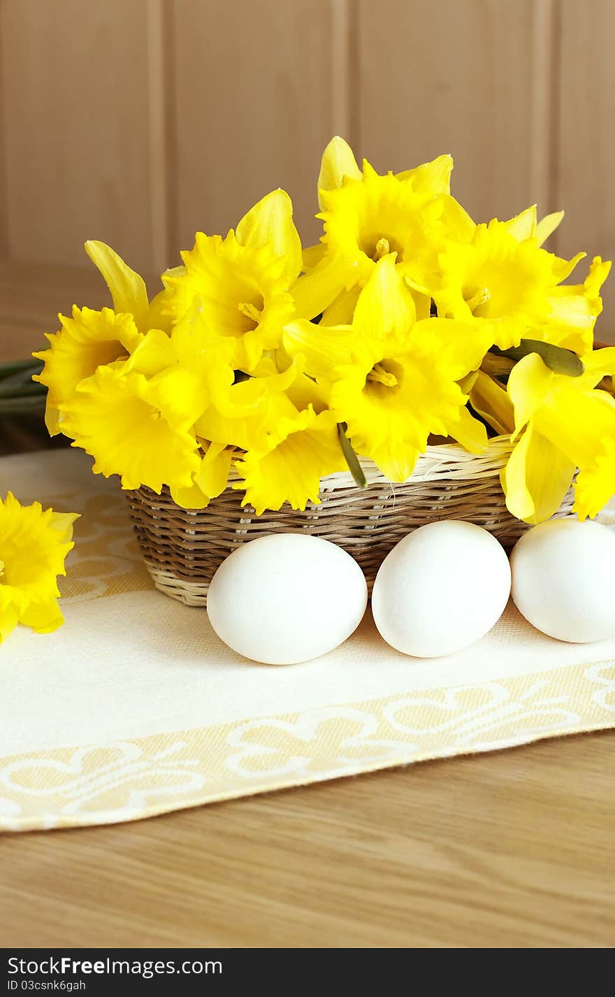 Flowers Narcissus And Eggs