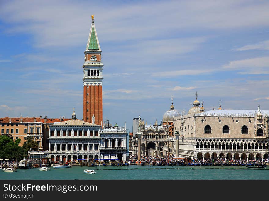 Campanile & Doges Palace seen from the Grand Canal. Campanile & Doges Palace seen from the Grand Canal.