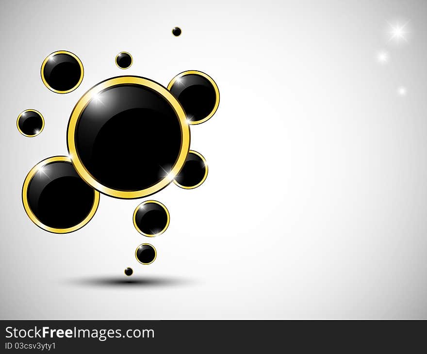 Black bubbles with, gold bordered