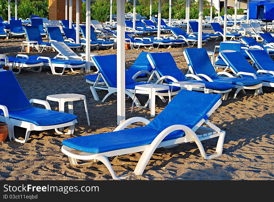 Beach with lot of chair without people