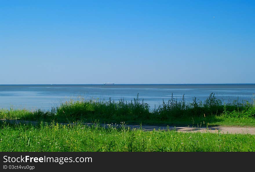 The Finnish gulf at summer, Saint-Petersburg, Russia.