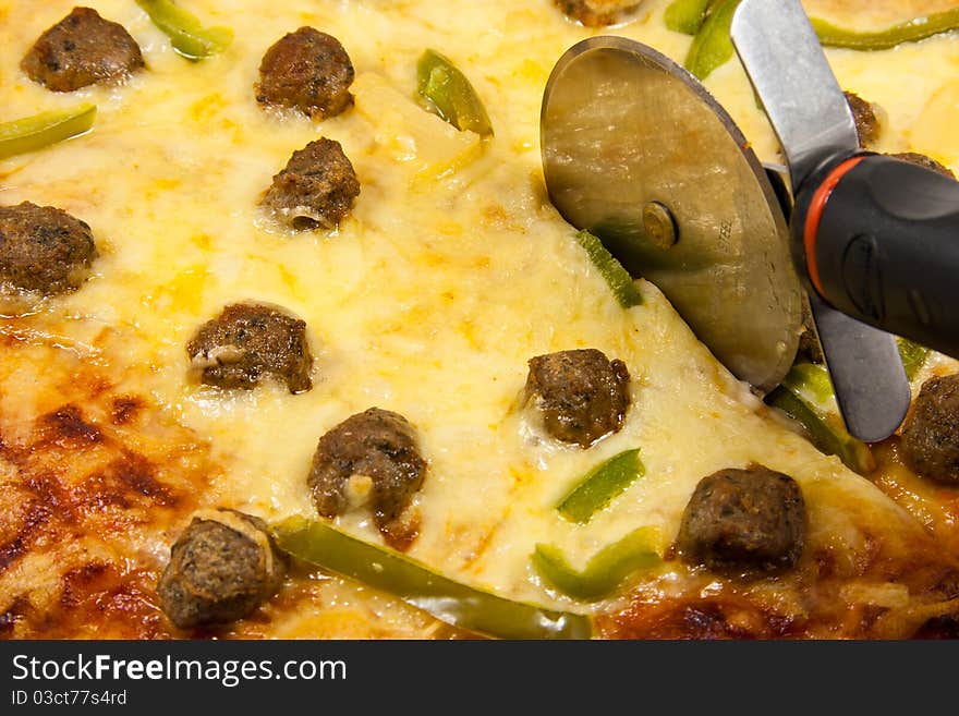 Meatball Pizza-closeup