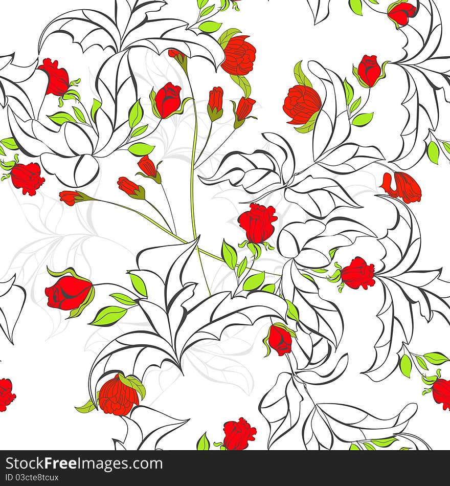 Spring seamless background with a lot of flowers