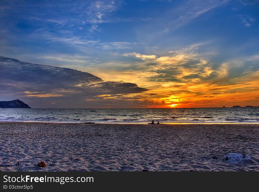 Sunset in a beach of Mexico. Sunset in a beach of Mexico