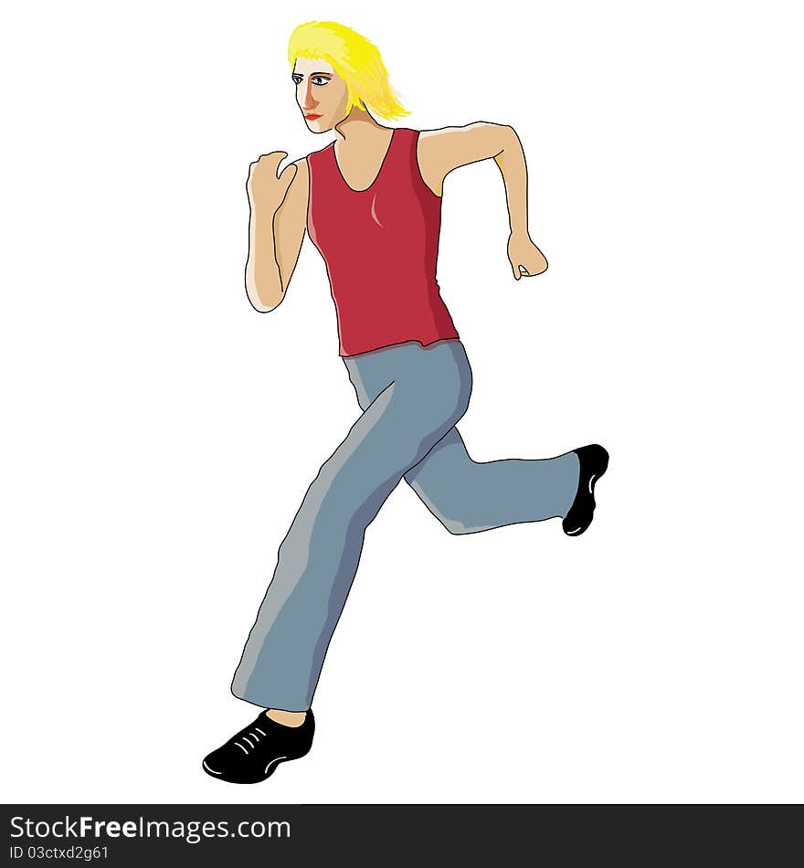 A woman runing,hand draw