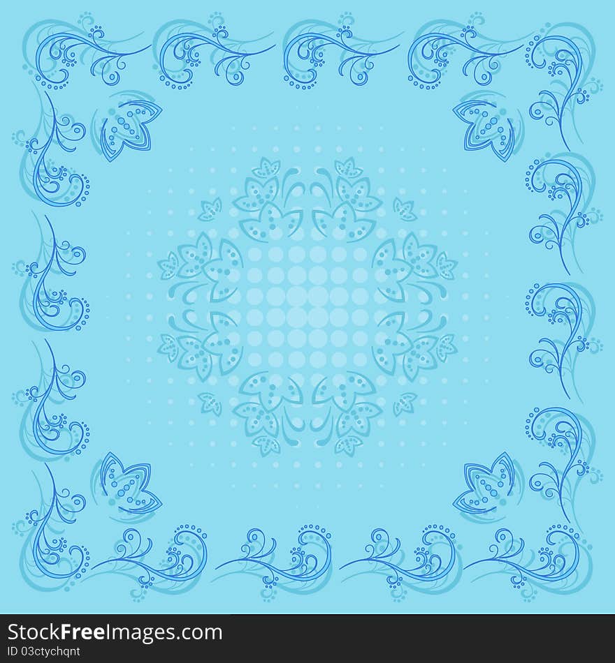 Abstract blue background with a symbolical flower pattern. Abstract blue background with a symbolical flower pattern