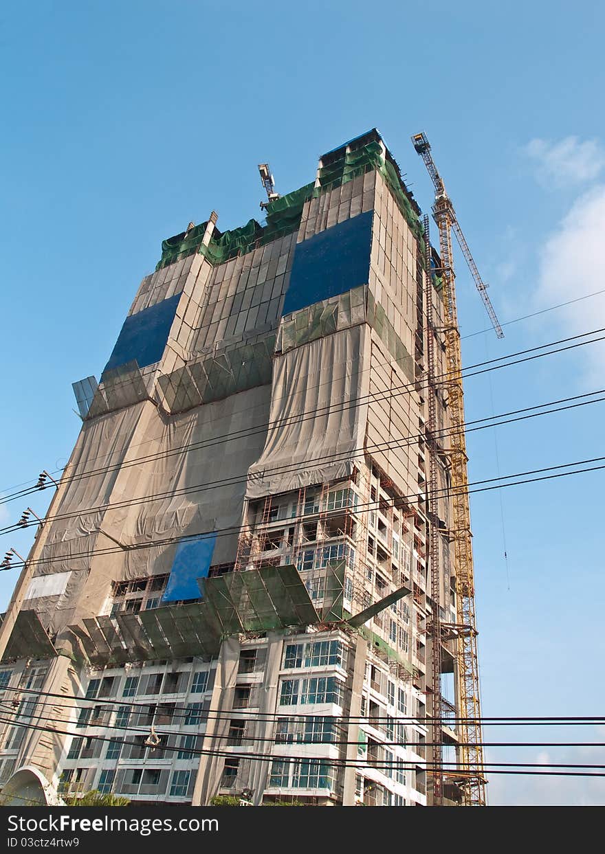 Close up under construction building. Close up under construction building