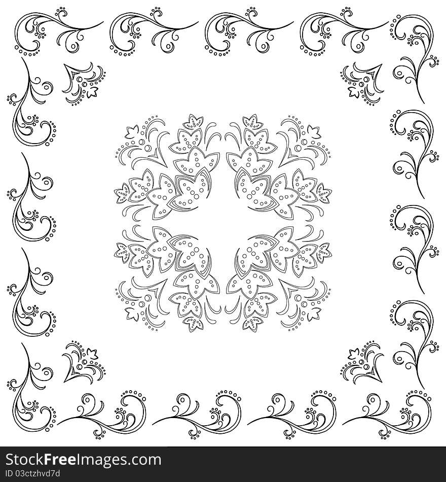 Abstract background, floral pattern, monochrome contour. Abstract background, floral pattern, monochrome contour