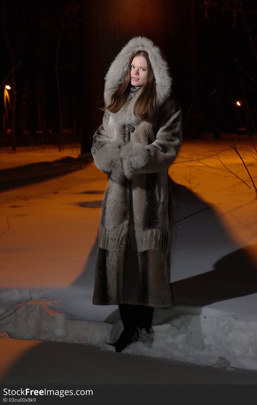 Female in fur coat