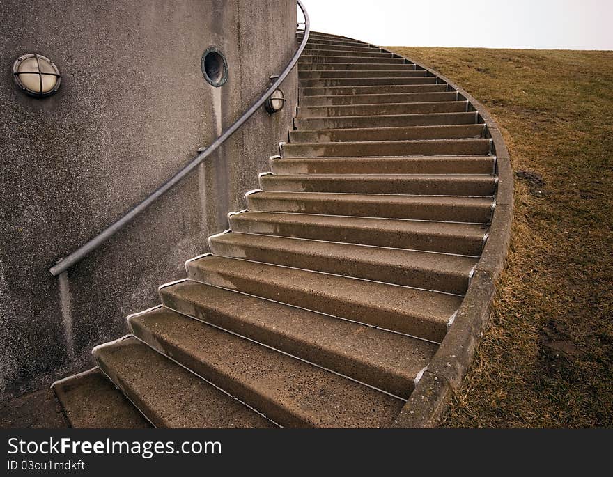 Spiraling concrete stairs