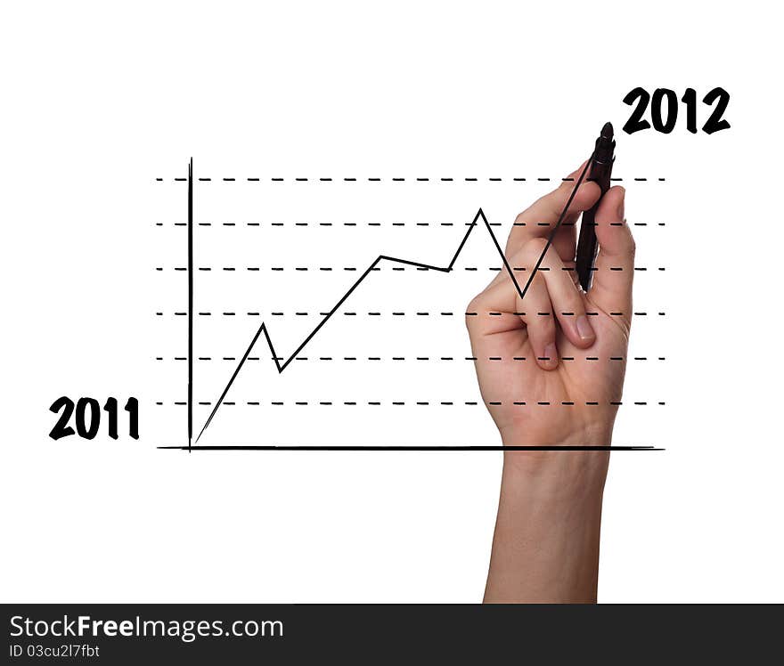 Businessman Drawing A Graph On A Glass Screen