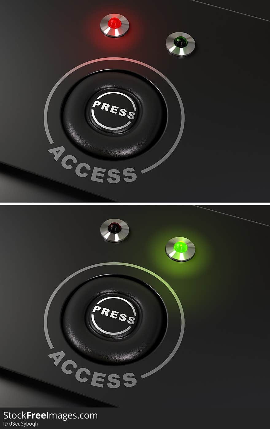 Press button and access label with red and green led for authorized and denied access. Press button and access label with red and green led for authorized and denied access