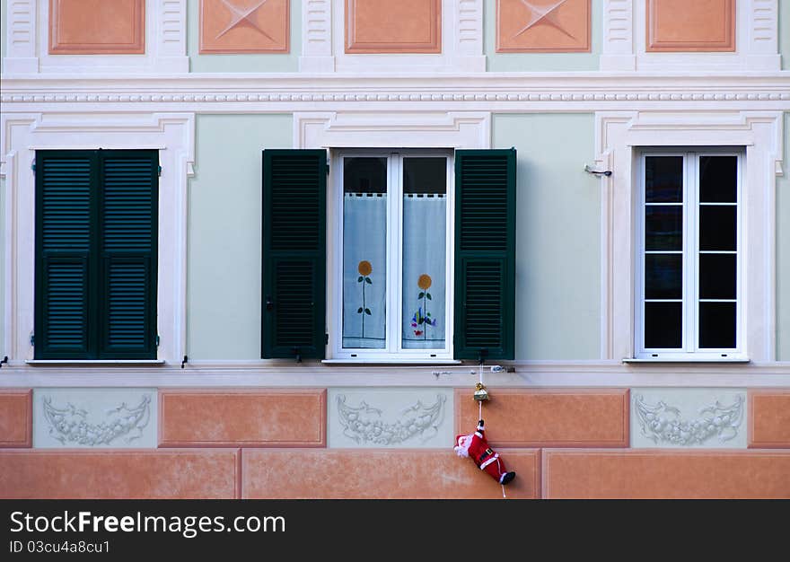 Windows on the buildings in Camogli Genoa