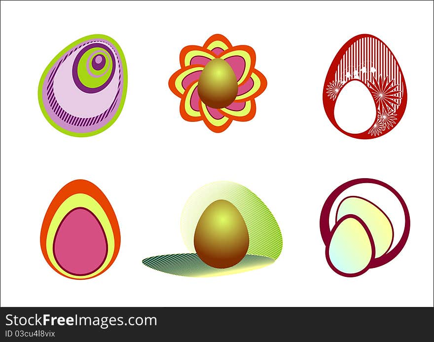 A set of Easter eggs. Symbols of Easter.