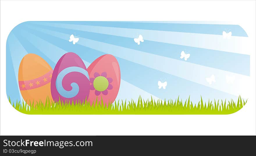 Colorful easter banner with eggs