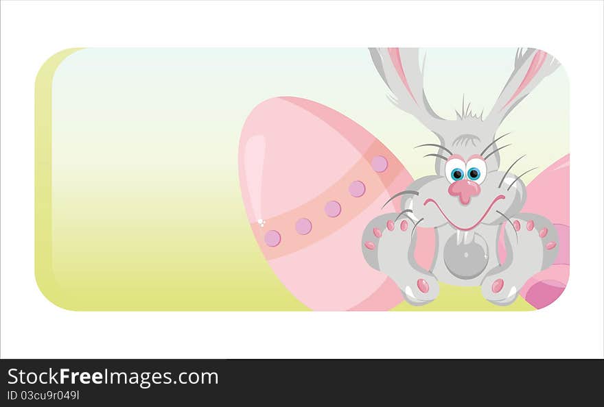 Colorful easter banner with funny rabbit