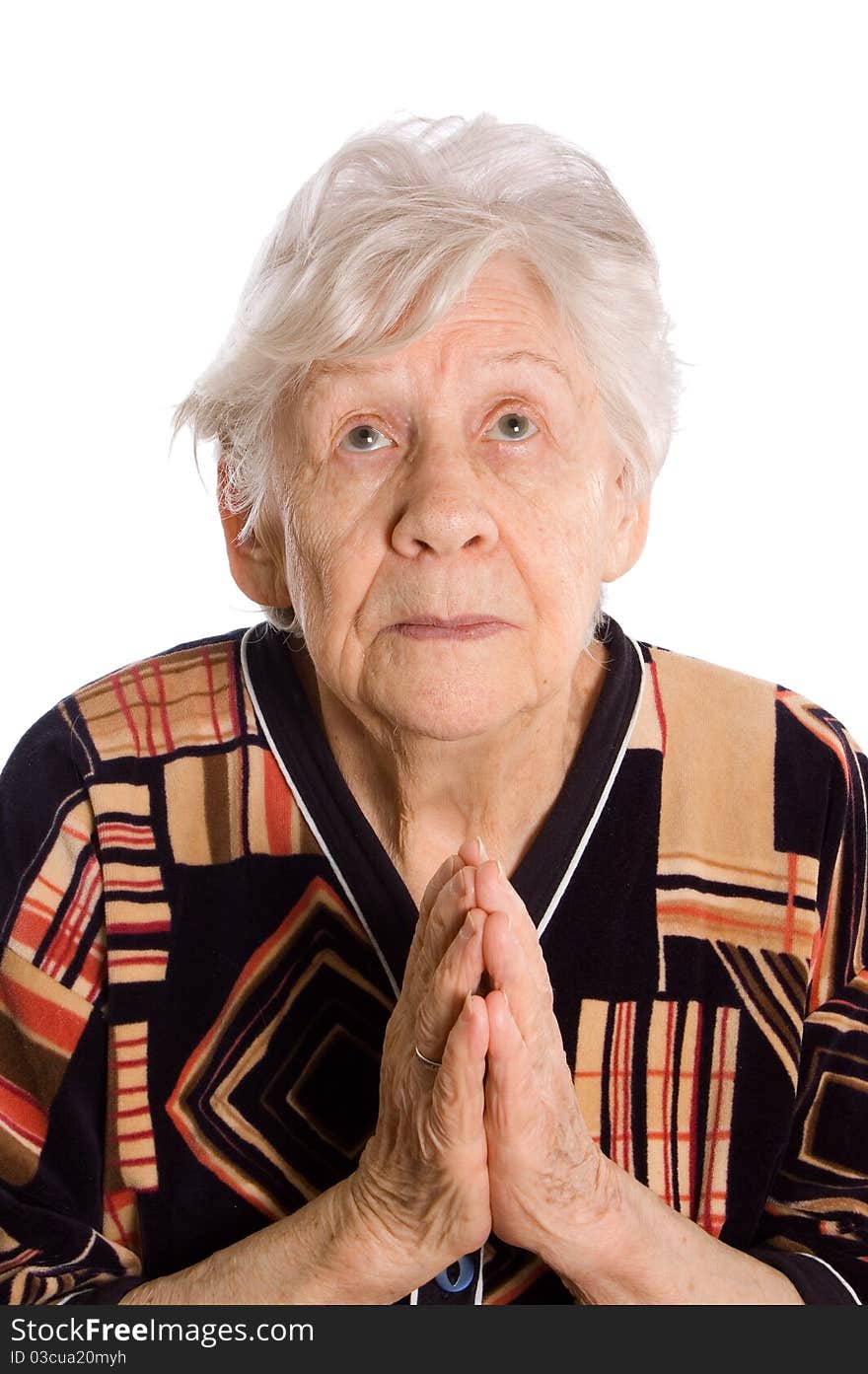 Portrait Of The Old Woman Isolated On White